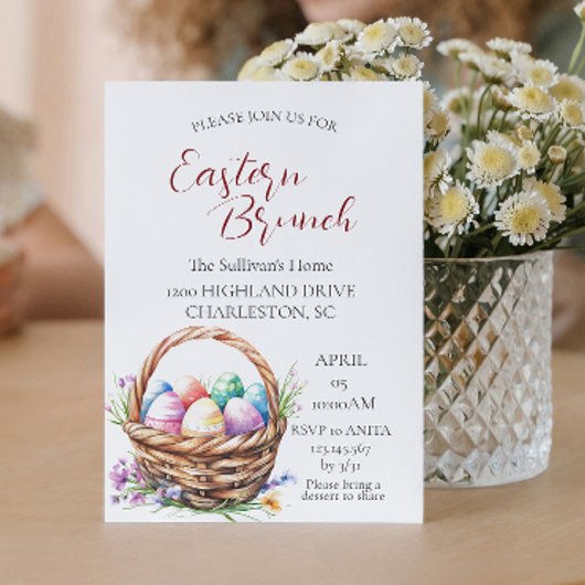 Mand met eieren en paasbrunch kaart