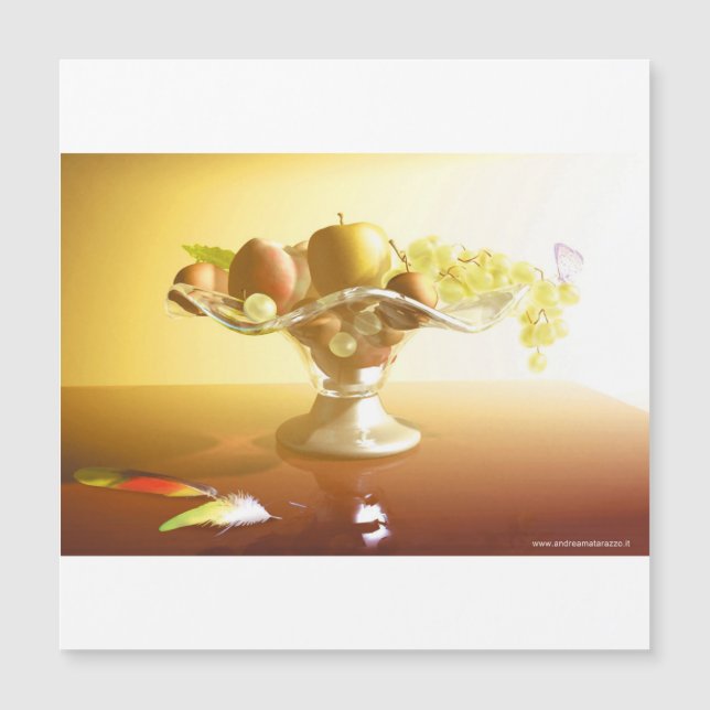 Mand met glas met fruit en vlinder (Voorkant)