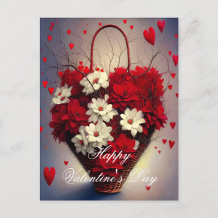 Mand met harten en bloemen valentijn briefkaart