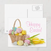 Mand met paaseieren op witte achtergrond feestdagenkaart (Voorkant / Achterkant)