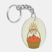 🔑 Mand met Pompoenen en Herfsttarwe Sleutelhanger (Voorkant Links)