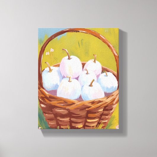 Mand met Pompoenen | Waterverf Herfst Canvas Afdruk (Voorkant)
