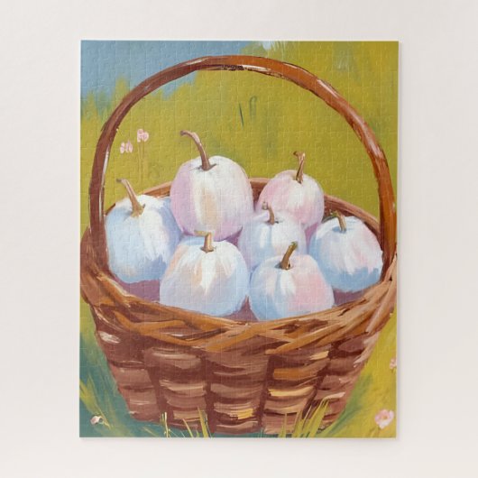 Mand met Pompoenen | Waterverf Herfst Legpuzzel (Verticaal)