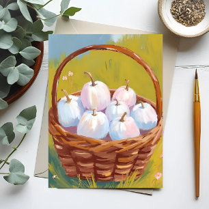 Mand met Pompoenen   Waterverf Herfst Postcard Feestdagenkaart