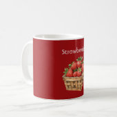 Mand met rode aardbeien koffiemok (Voorkant links)