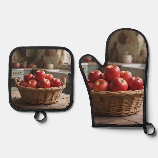 Mand met Rode Appels Ovenwant & Pannenlap Set (Voorkant)