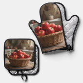 Mand met Rode Appels Ovenwant & Pannenlap Set (Voorkant / Achterkant)