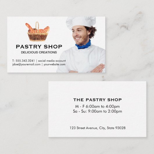 Mand met stokbroden | Chef Visitekaartje (Voorkant / Achterkant)