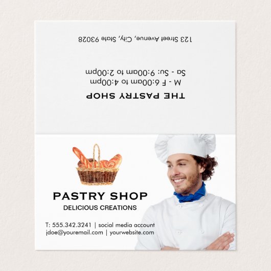 Mand met stokbroden | Chef Visitekaartje (Buitenkant ongevouwen)