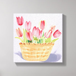 Mand met tulpen Bloemenschildering in waterverf Canvas Afdruk