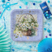 Mand met witte madeliefjes papieren bordje (Feest)