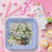 Mand met witte madeliefjes papieren bordje (Feest)