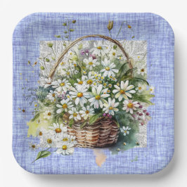 Mand met witte madeliefjes papieren bordje