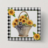 Mand met zonnebloemen vierkante button 5,1 cm (Voorkant)