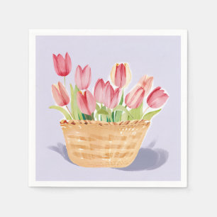 Mand Tulpen Bloemenschildering in waterverf Servet