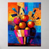 Mand van appels in levendig kubistisch stilleven poster (Voorkant)