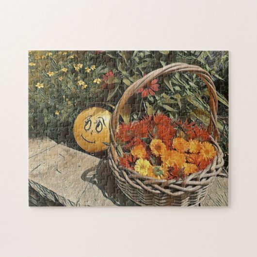 mand van bloemen legpuzzel (Horizontaal)