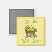 Mand van citroenen - Live Life with Zest Magneet (Voorkant / Achterkant)