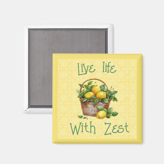 Mand van citroenen - Live Life with Zest Magneet (Voorkant / Achterkant)