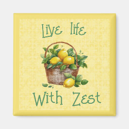 Mand van citroenen - Live Life with Zest Magneet