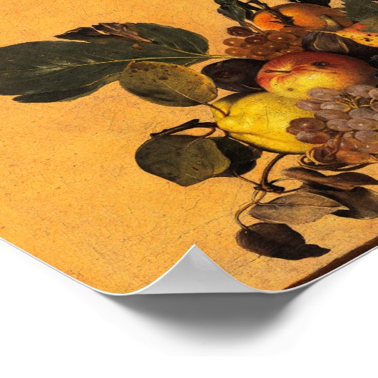 Mand van Fruit, Canestra di Frutta door Caravaggio Poster (Hoek)
