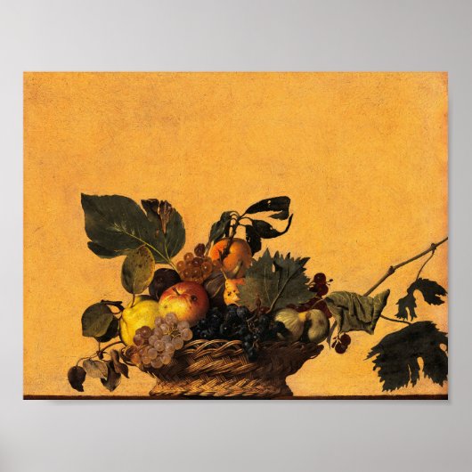 Mand van Fruit, Canestra di Frutta door Caravaggio Poster (Voorkant)