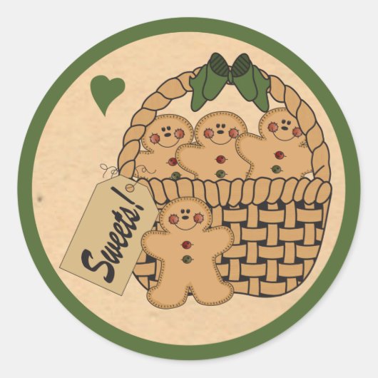 Mand van Gingerbread Mannen | Groen Ronde Sticker (Voorkant)