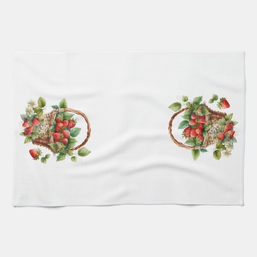 Mand van verse aardbeien theedoek (Horizontaal)