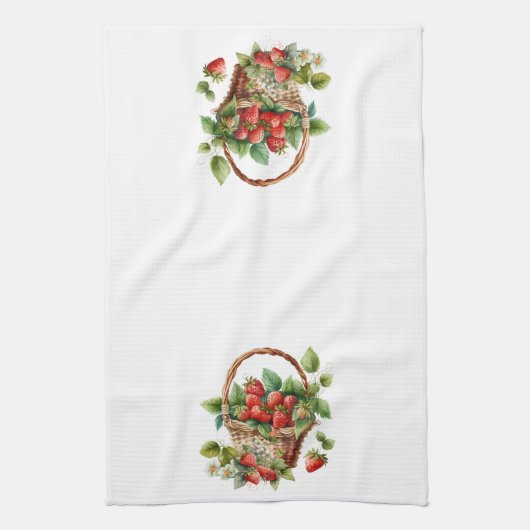 Mand van verse aardbeien theedoek (Verticaal)