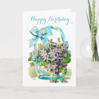 Mand van viooltjes Happy Birthday Kaart