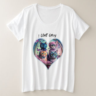 Mand vol kat liefde grote maat t-shirt
