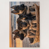 Mand vol met Duitse Herder Puppies Legpuzzel (Verticaal)