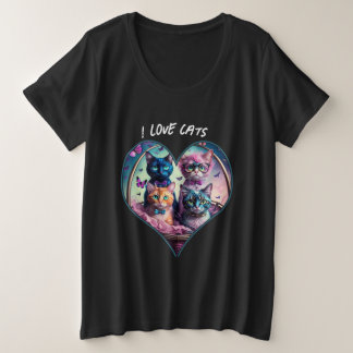 Mand vol met kat love dark design grote maat t-shirt
