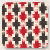 Mand Weave Pattern rood en zwart Abstracte kunst Bier Onderzetter (Voorkant)