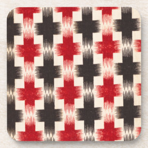 Mand Weave Pattern rood en zwart Abstracte kunst Bier Onderzetter