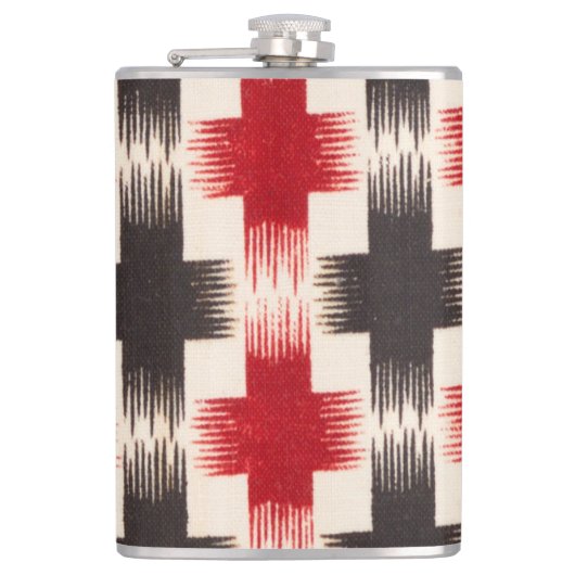 Mand Weave Pattern rood en zwart Abstracte kunst Heupfles (Voorkant)