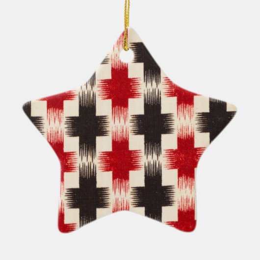 Mand Weave Pattern rood en zwart Abstracte kunst Keramisch Ornament (Voorkant)