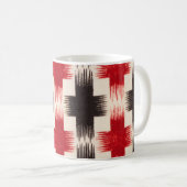 Mand Weave Pattern rood en zwart Abstracte kunst Koffiemok (Voorkant rechts)