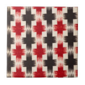 Mand Weave Pattern rood en zwart Abstracte kunst Tegeltje (Voorkant)
