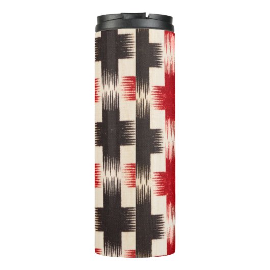 Mand Weave Pattern rood en zwart Abstracte kunst Thermosbeker (Achterkant)