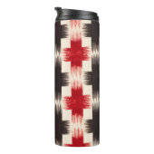 Mand Weave Pattern rood en zwart Abstracte kunst Thermosbeker (Geroteerd rechts)