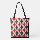 Mand Weave Pattern rood en zwart Abstracte kunst Tote Bag (Achterkant)