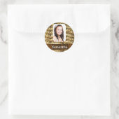 Mand weven foto sjabloon ronde sticker (Tas)
