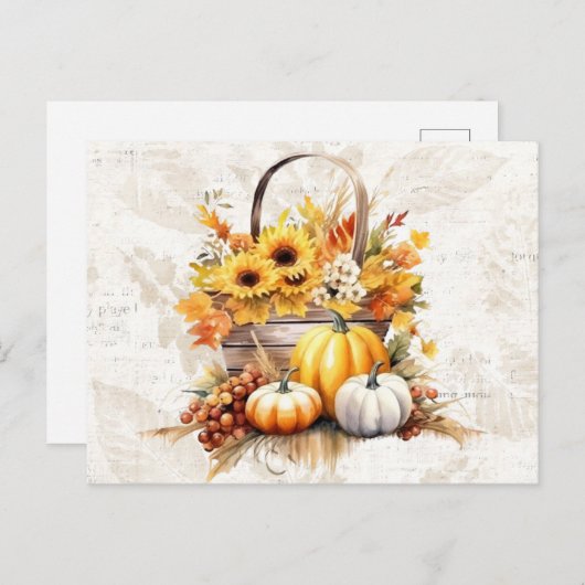Mand Zonnebloemen bladeren Pompoenen Herfst Hallow Feestdagenkaart (Voorkant / Achterkant)