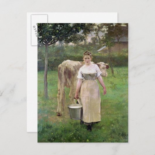 Manda Lametrie, The Boerderij Maid, 1887 Briefkaart (Voorkant / Achterkant)