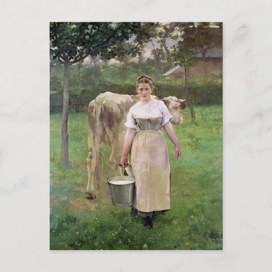 Manda Lametrie, The Boerderij Maid, 1887 Briefkaart (Voorkant)