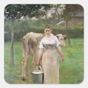 Manda Lametrie, The Boerderij Maid, 1887 Vierkante Sticker