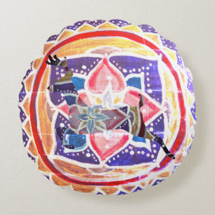 Mandal Geborsteld Polyester Rond werpkussen 41 cm Rond Kussen