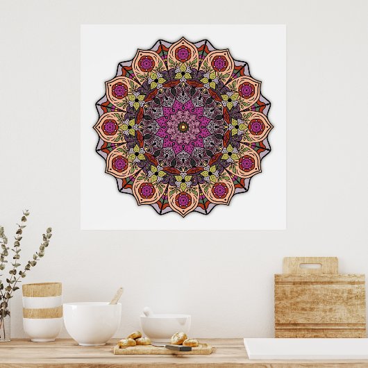Mandala 12-2 AutumnLeaves - Poster (Keuken)