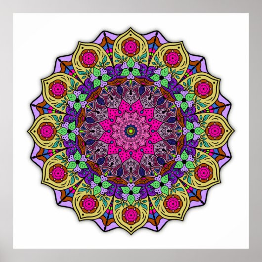 Mandala 12-2 PinkFlower - Poster (Voorkant)